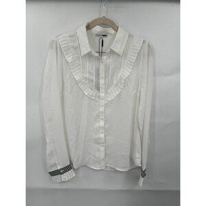 Fashion Nova Proper Attire Blouse Women Medium White Academia Schoolgirl Preppy